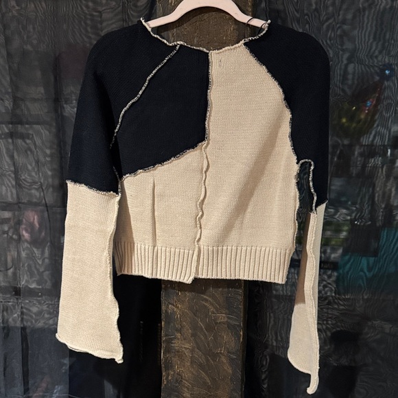 Steve Madden Black and Cream Patchwork Sweater - Picture 4 of 4